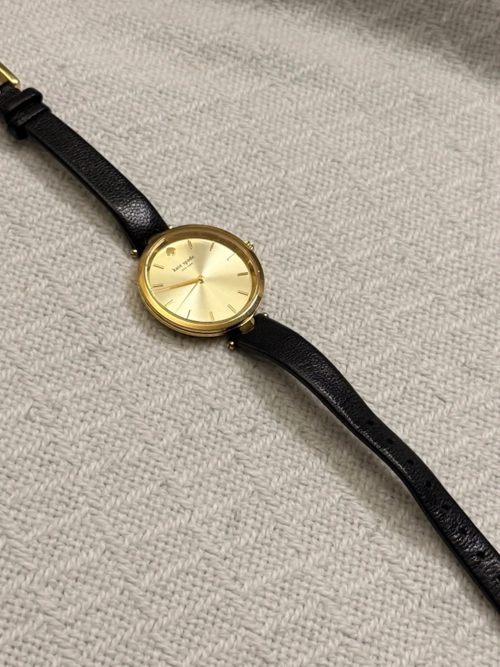Kate Spade Black Leather Gold Stainless Steel Wrist Watch #21